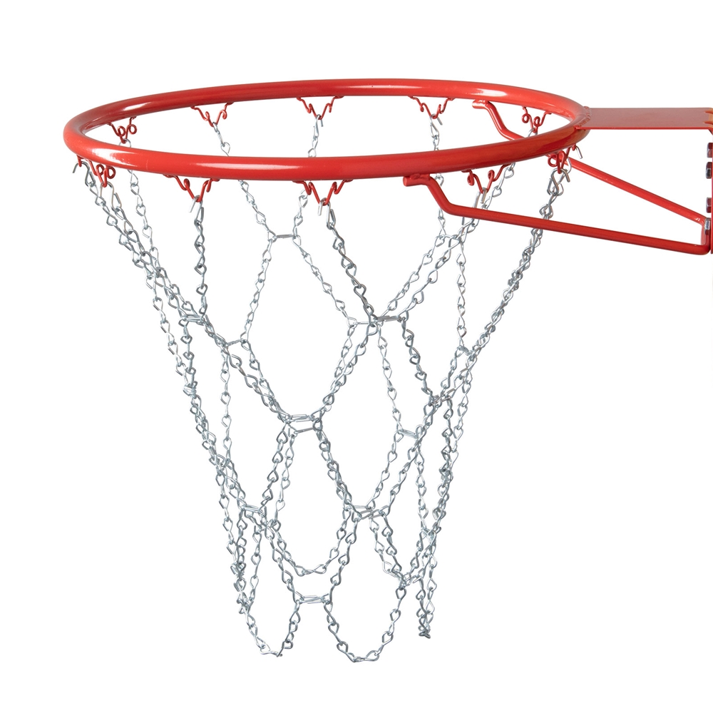 Champro Durable 21-inch silver steel chain basketball net with 12 loops and S-hooks for outdoor rims