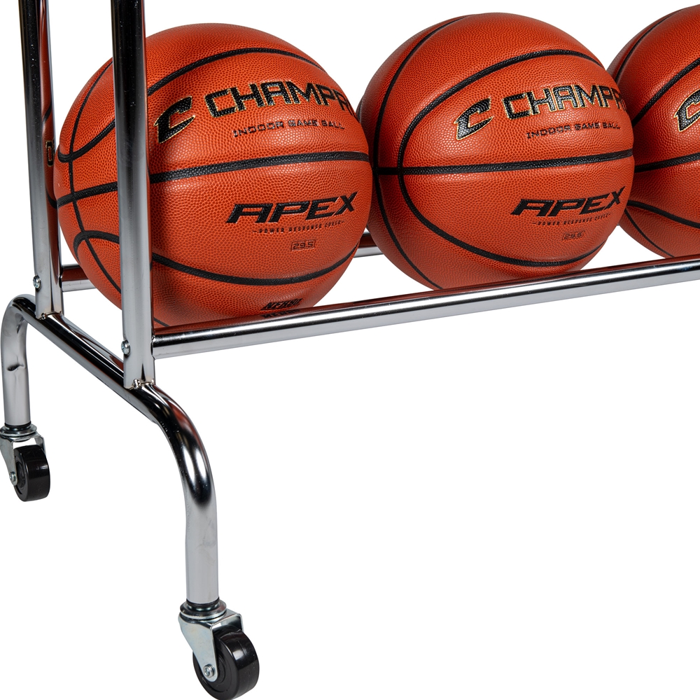 Support à Balles CHAMPRO – Facile à Assembler, 4 Roulettes Pivotantes, Capacité 12 Ballons – Pour écoles, Ligues, Stockage – 104x43x104 Cm