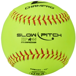 ASA/USA Softball 12" Slow Pitch - Yellow Leather Cover .44 COR