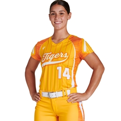 Juice V-Neck Cap Sleeve Fitted T-Shirt (WOMENS,GIRLS)